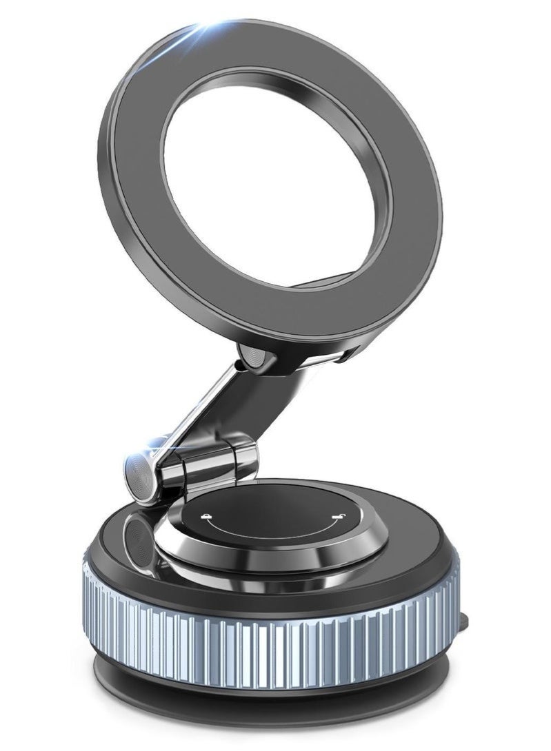 حامل هاتف سيارات Magsafe للملاحة، دوار 360° وقابل للطي، مزود بكأس شفط ومغناطيس، حامل هاتف صغير للسيارة مع حلقة مغناطيسية، مناسب للاستخدام في السيارة/المكتب/المرآة الخلفية والأسطح الملساء الأخرى - Image 1